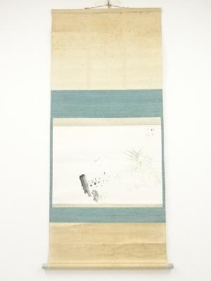 梅斎筆　芦鷺　肉筆紙本掛軸